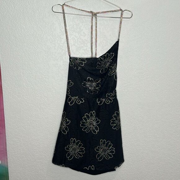 NWT For Love & Lemons Pamela Black Rhinestone
Floral Embellished MiniDress Large - Picture 2 of 13